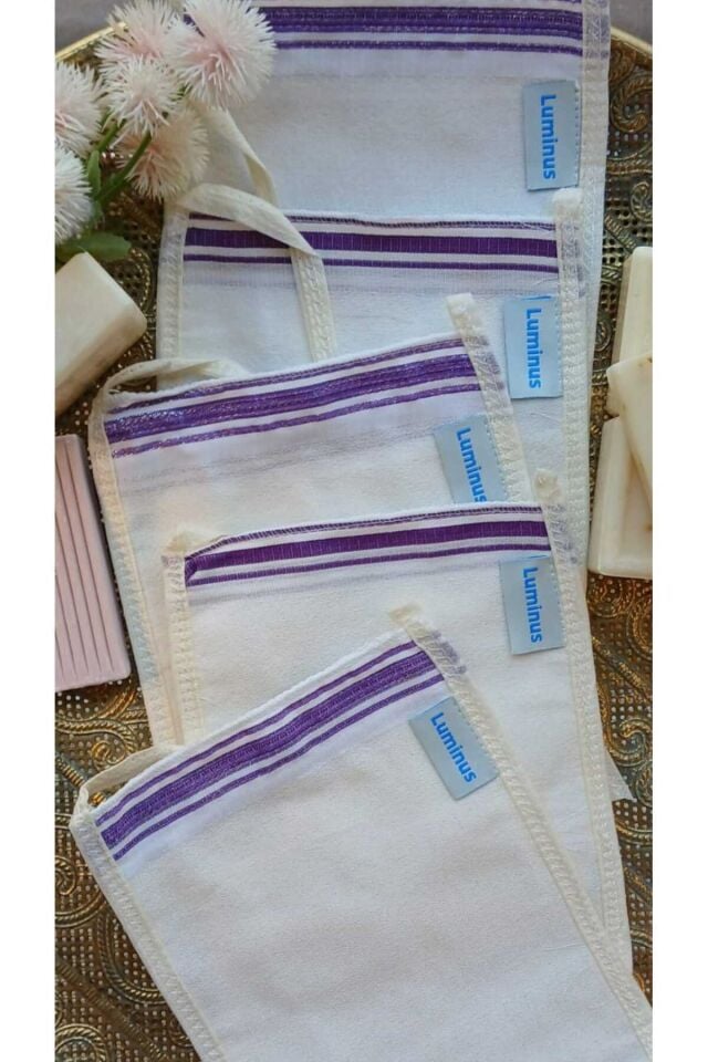 Luminus Purple Line | Pamuklu El Dokuması Kese(3'lü Set)
