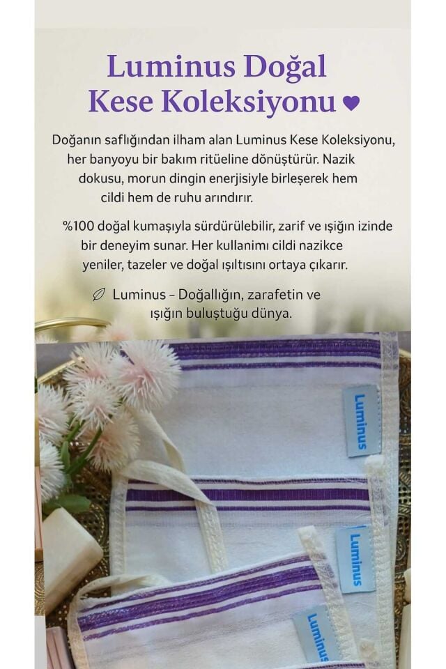 Luminus Purple Line | Pamuklu El Dokuması Kese(3'lü Set)